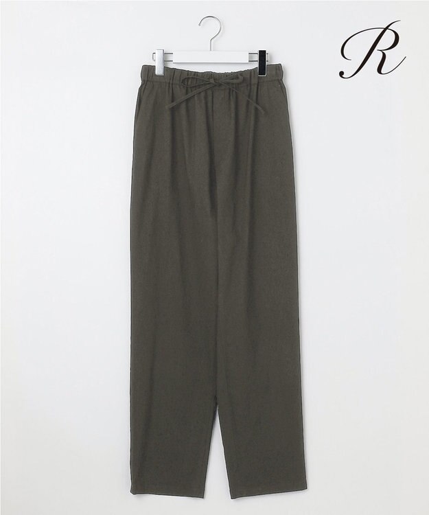 23区 【R(アール)】クリスピーリネンストレッチ パンツ カーキ系