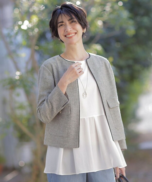 J.PRESS LADIES 【WEB限定カラーあり】スムースジャージー フレアー カットソー ホワイト系