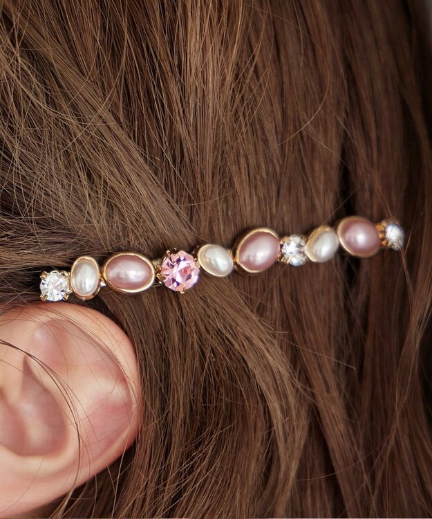 Tiaclasse ストーン＋パール　ワンロウバレッタ ピンク