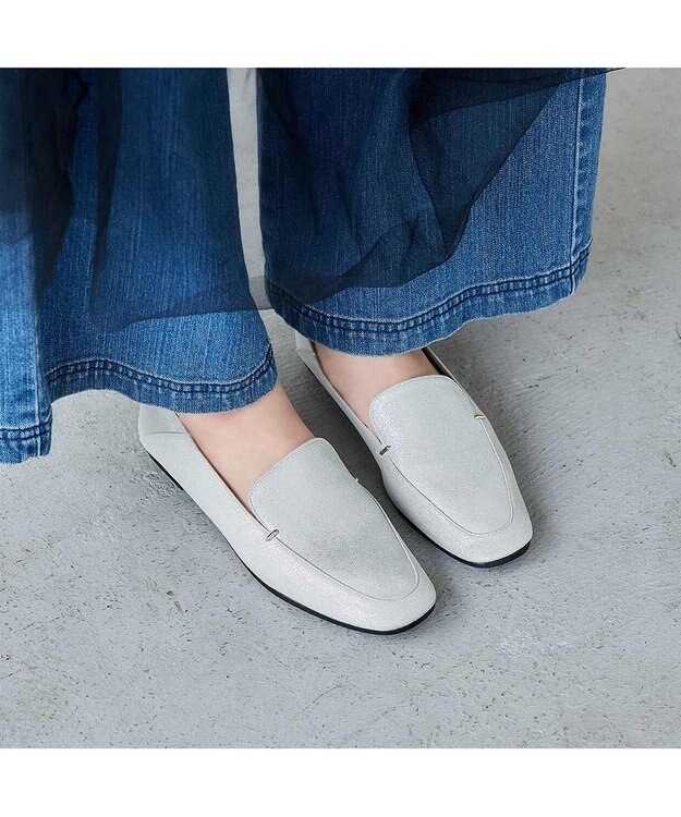 MODE ET JACOMO <carino>スクエアトゥフラットシューズ シルバー