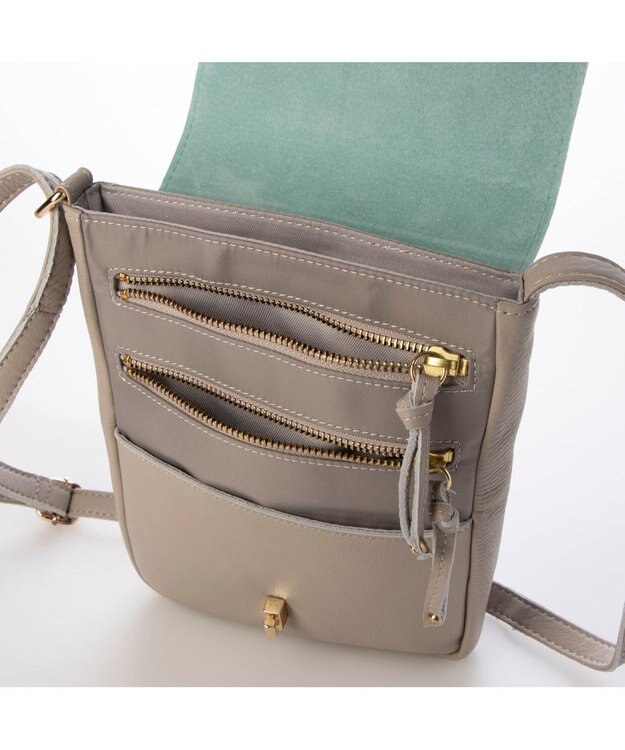 UNBILLION ペルケ perche / 7ポケットレザーポシェット グレー