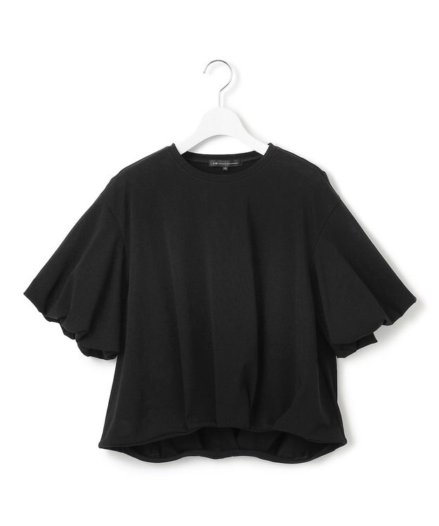 23区 【WEB&一部店舗限定/接触冷感】ツイストコットンプレーティング バルーンスリーブ カットソー ブラック系