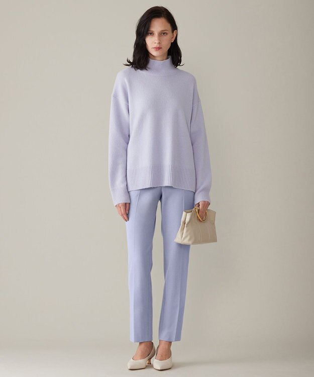 自由区 S 【撥水加工・洗える】TRギャバ裏起毛テーパード パンツ サックスブルー系