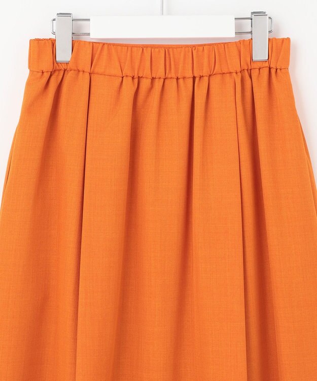 自由区 【接触冷感・速乾・UVカット・撥水・防シワ】リネンライクツイル タックスカート オレンジ系