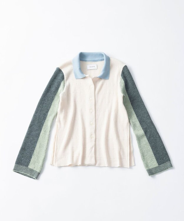 TRICOTE バイカラーニットシャツ 80IVORY