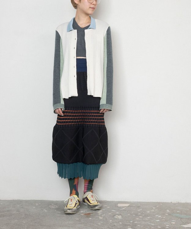 TRICOTE バイカラーニットシャツ 80IVORY