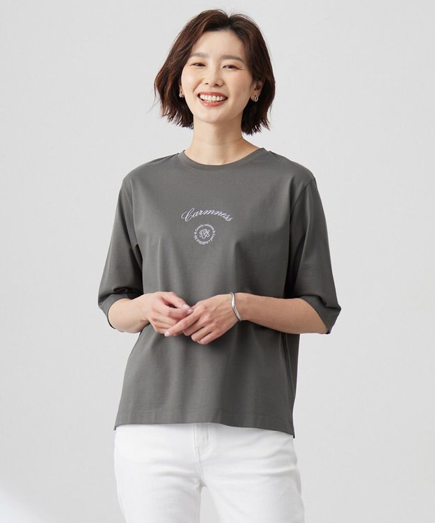 J.PRESS LADIES カレッジロゴ Tシャツ スレート系