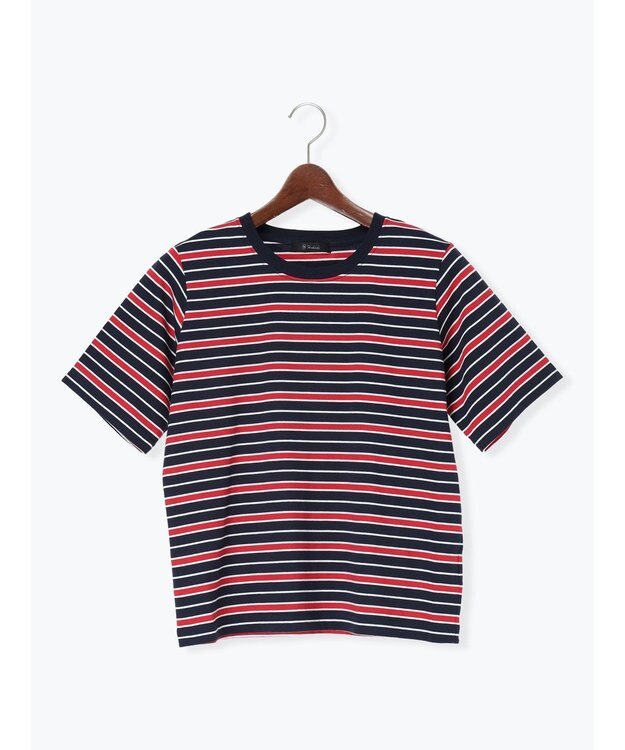 Te chichi マルチボーダーTシャツ ネイビー