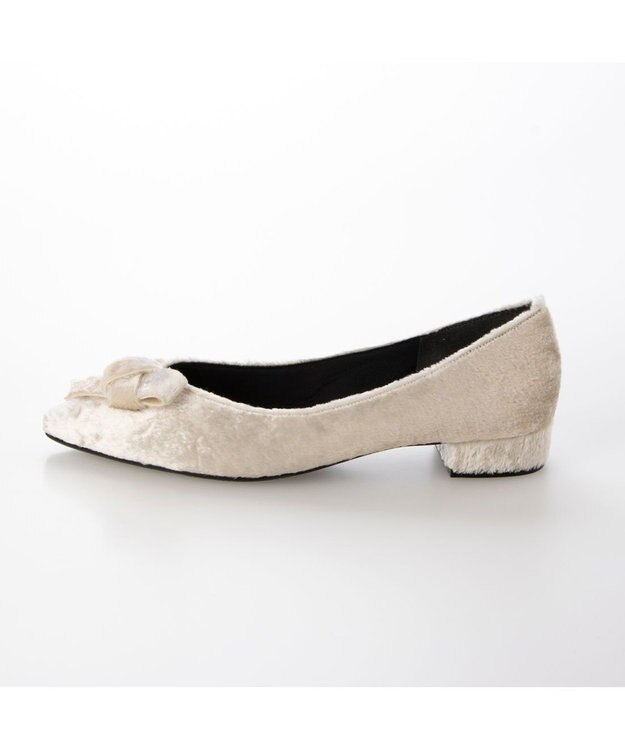 MODE ET JACOMO <carino>ベルベットリボンパンプス アイボリー