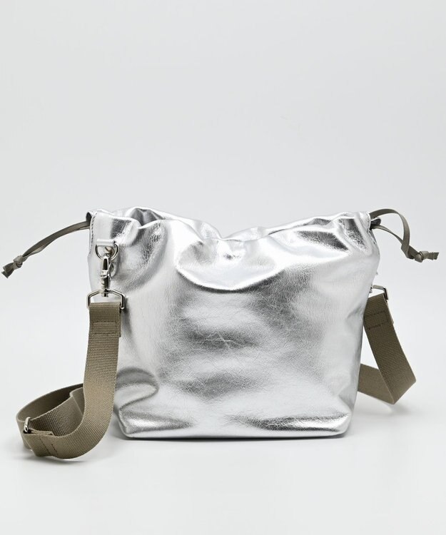 blancle メタリックレザー ドローストリング2wayバッグ SILVER