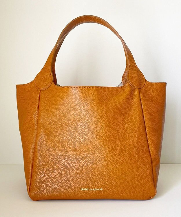 Hekhèr Le Style de Vie 【日本製/セレモニーにも】シュリンクレザー ハンドバッグ medium キャメル
