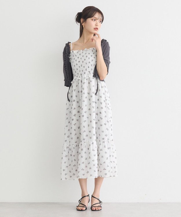 earth music&ecology 花柄シアーポップコーンキャミワンピース Off White