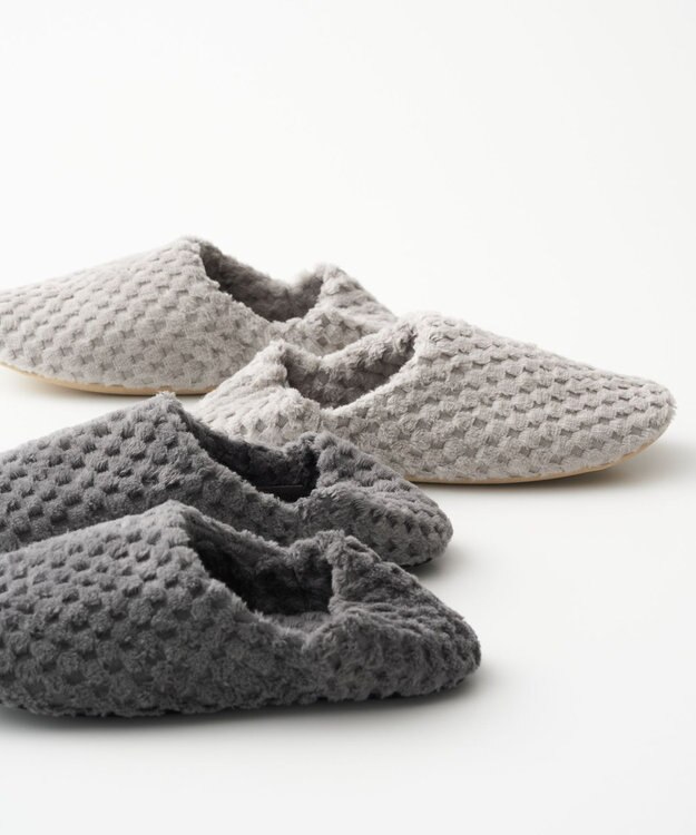 LOOM&SPOOL GRS綿毛布ルームシューズ ライトグレー