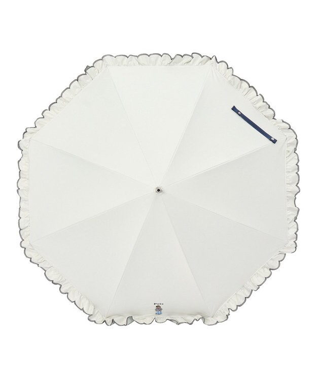 MOONBAT POLO RALPH LAUREN【WEB限定】晴雨兼用日傘 長傘 ワンポイントベア刺繍 フリル 一級遮光 遮熱 UV オフホワイト(プレーン)