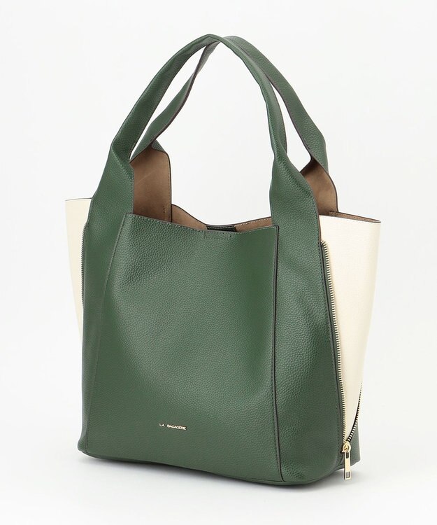 LA BAGAGERIE コンビカラー　ライトウェイトトート グリーン