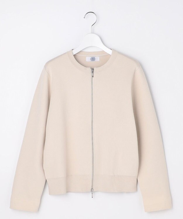 J.PRESS LADIES S INTERLOCK ニット ブルゾン ベージュ系
