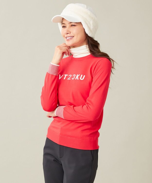 23区GOLF 定番あたたかインナー【WOMEN】エニワイズ無地 カットソー ホワイト系