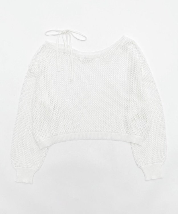 WEGO 2WAYオフショルメッシュニット ホワイト