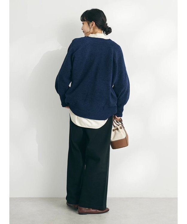 CRAFT STANDARD BOUTIQUE 洗えるコードモールＶネックプルオーバー Navy