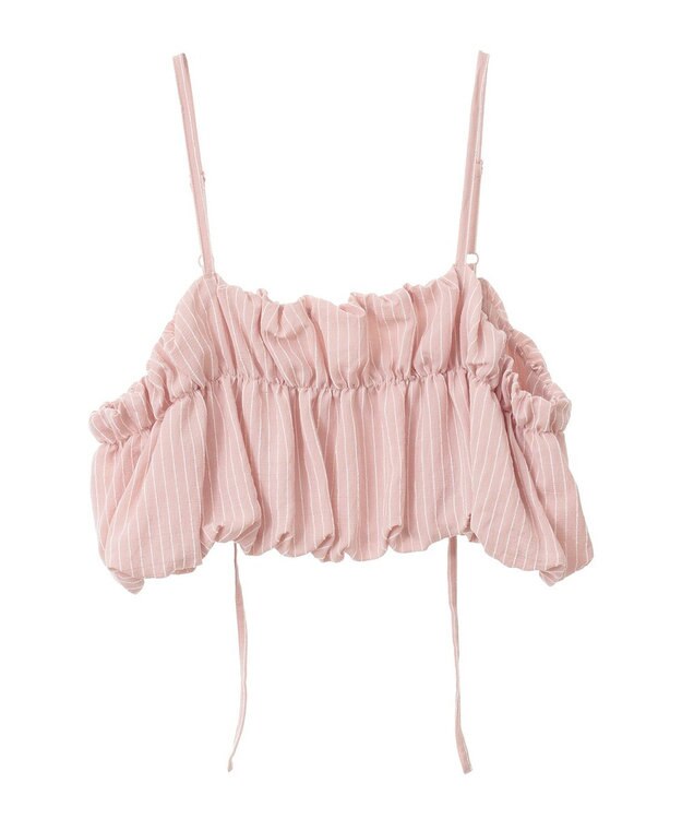 earth music&ecology ＳＥＴ２点起毛ストライプシャツ＋バルーンビスチェ Pink