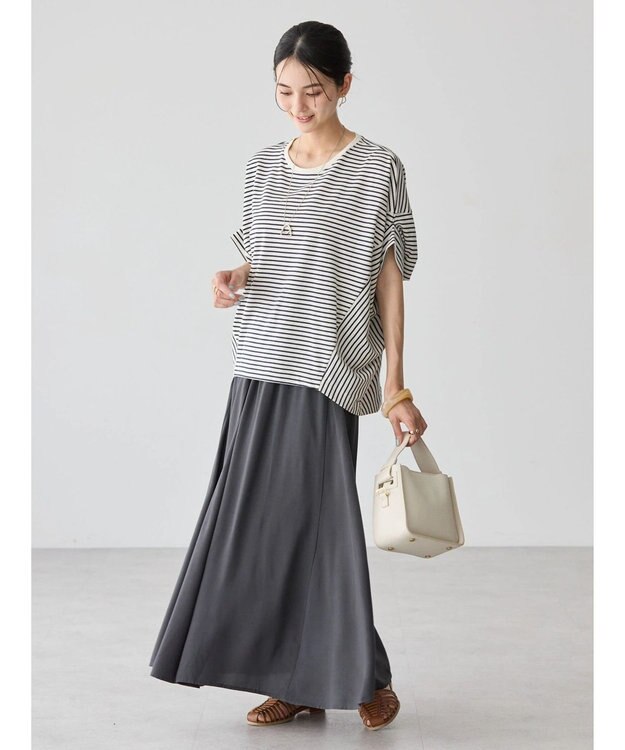 AMERICAN HOLIC ドルマン変形カットプルオーバー Border Navy