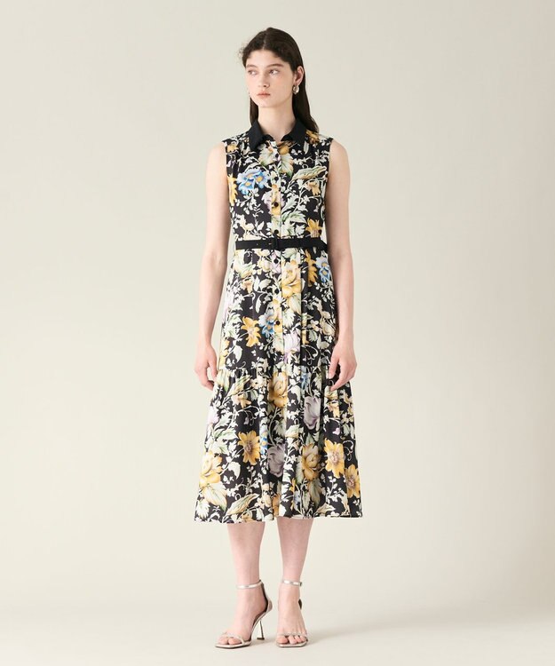 GRACE CONTINENTAL ボタニカルプリントワンピース ブラック