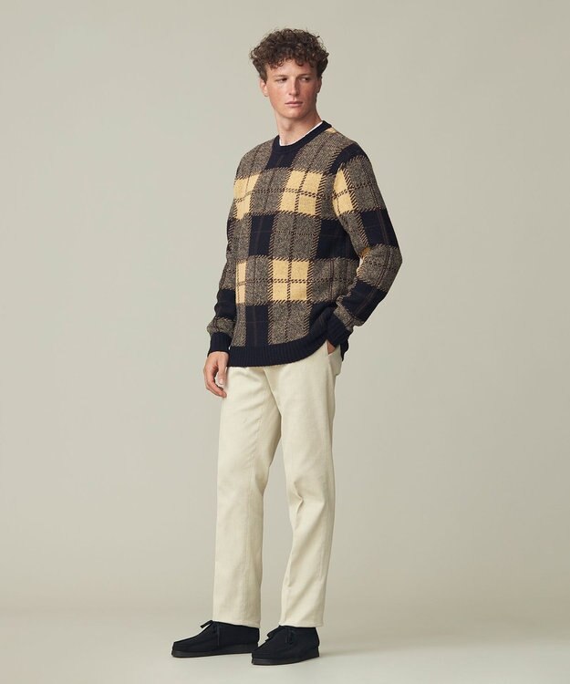 J.PRESS MEN ブークレジャガード ブラックウォッチクルー ニット ネイビー系7