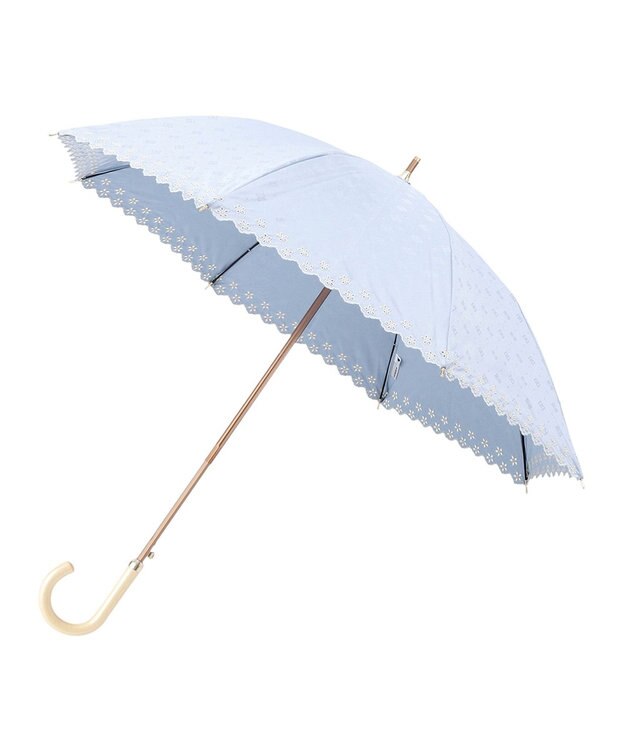 MOONBAT DAKS 晴雨兼用日傘 長傘 ドット ジャカード ボーラ刺繍 ペールスカイ