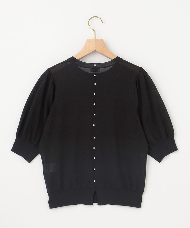 組曲 L シアーパフ袖 ニット ブラック系