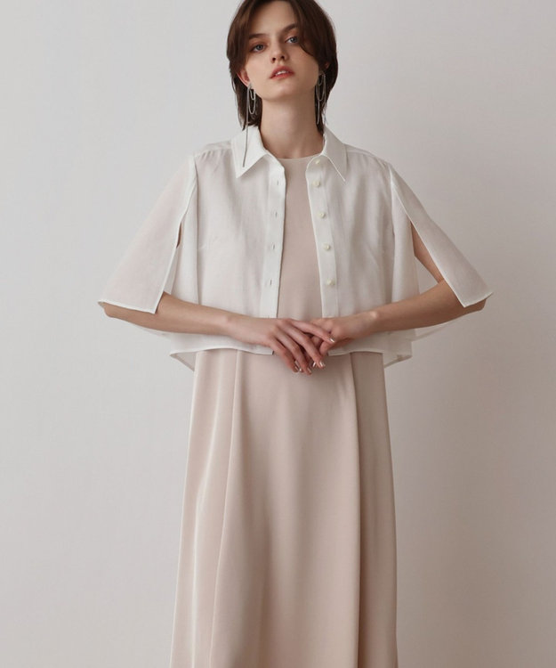 GRACE CONTINENTAL フレアスリーブシャツ ホワイト