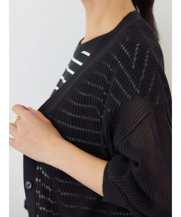 AMERICAN HOLIC メッシュＶネックニットカーディガン Black