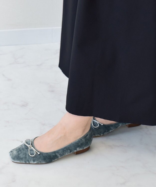 Bridget Birkin 【Bridget Birkin】ビジューリボンベロアパンプス ブルー雑材