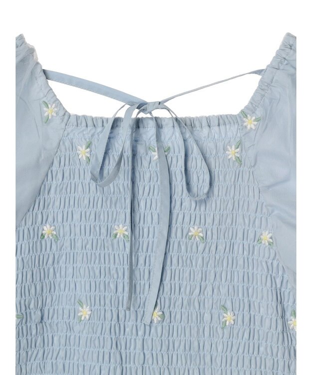 earth music&ecology フラワー刺繍ブラウス Blue