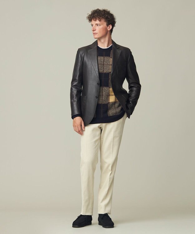 J.PRESS MEN ブークレジャガード ブラックウォッチクルー ニット ネイビー系7