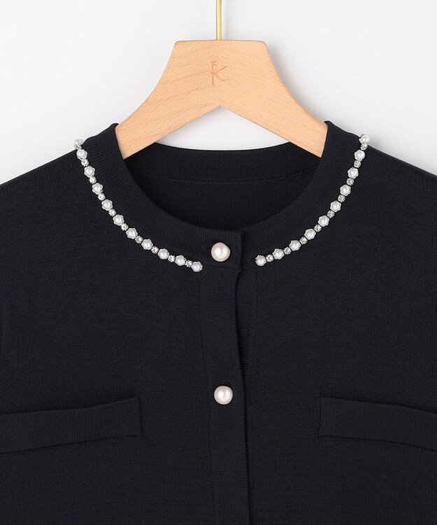 組曲 L 【先行予約・WEB限定】クリアストレッチビジューレーン カーディガン ブラック系