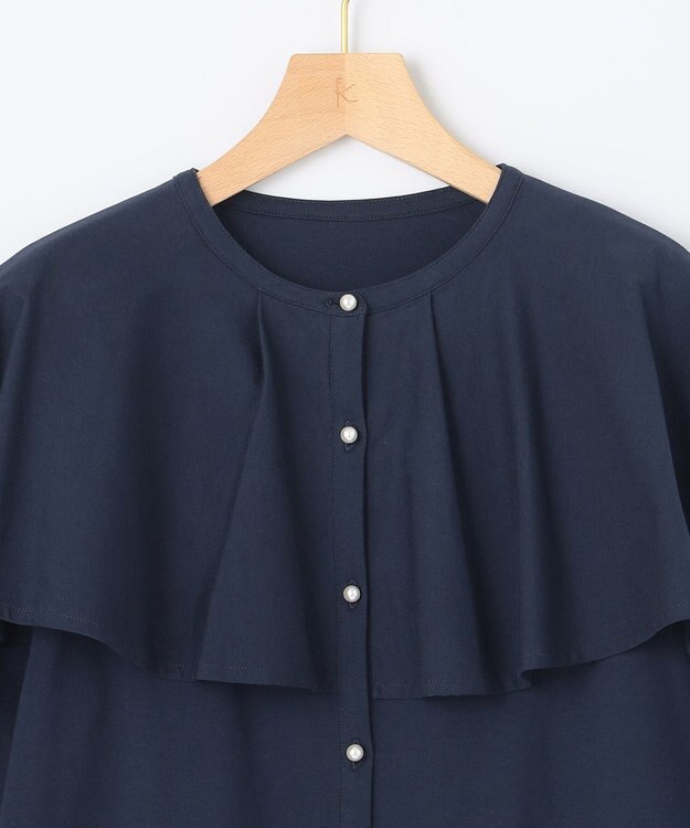 組曲 【洗える】ブラウスライクジャージーポンチョライク カットソー ネイビー系