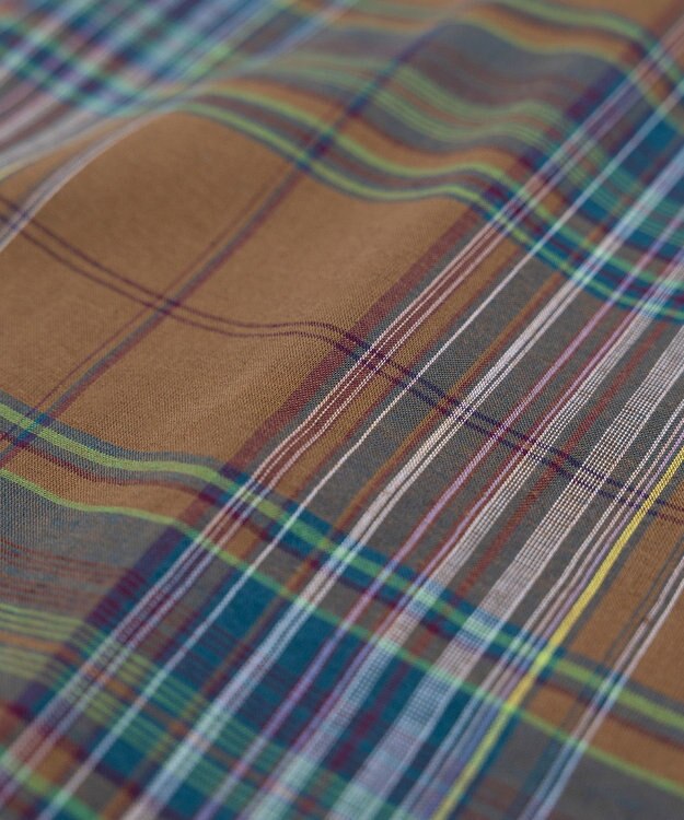 LENO DARK MADRAS CHECK WRAP SKIRT / マドラスチェックラップスカート BROWN