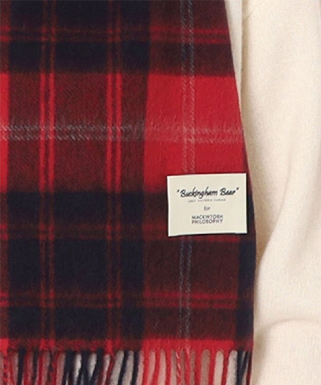 MOONBAT 【WEB限定】MACKINTOSH PHILOSOPHY ウール100%バッキンガムベア チェックマフラー (パッケージ付き) レッド