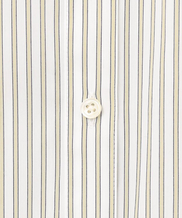 J.PRESS LADIES L 【洗える】BEZ ストライプ フリルネック ブラウス イエロー系1