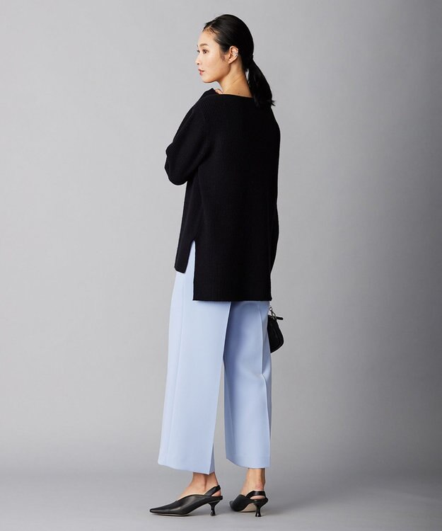 ICB 【WEB限定カラーあり】ウールカシミヤ ボートネックニット ブラック系