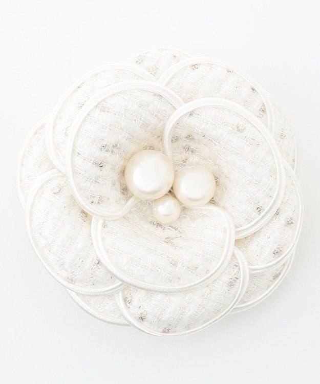 組曲 トリミングツイードコサージュ アイボリー系