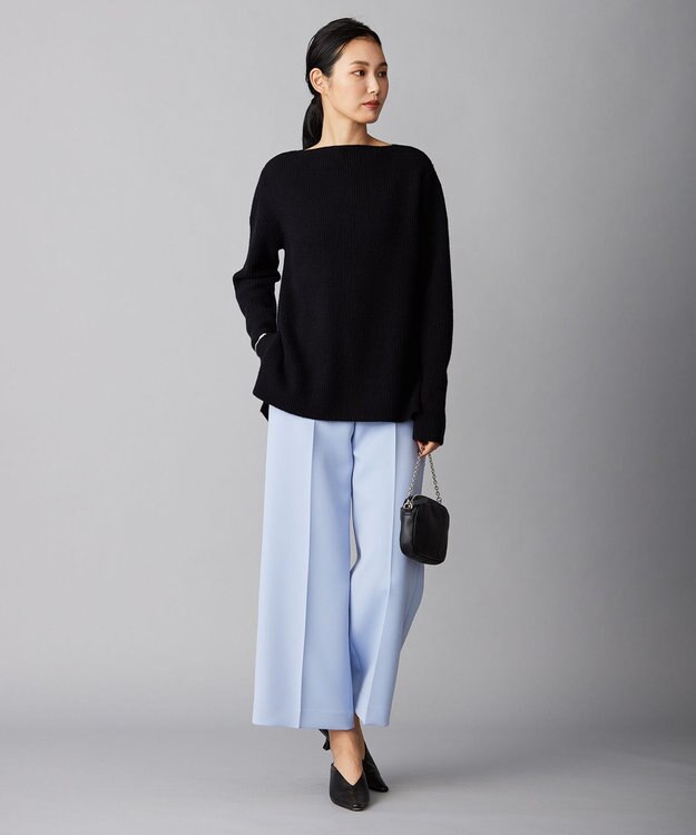 ICB 【WEB限定カラーあり】ウールカシミヤ ボートネックニット ブラック系