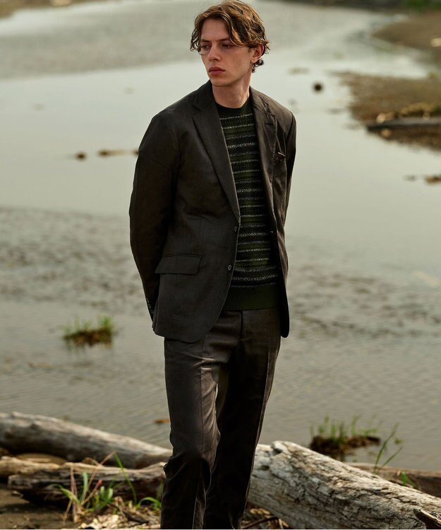 JOSEPH ABBOUD 【ストレッチ/スウェードタッチ/JAPANファブリック】コマ スウェード ジャケット カーキ系