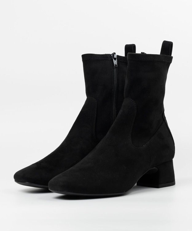 BONTRE 【UNISA/ウニサ】ショートヒールストレッチブーツ ブラック