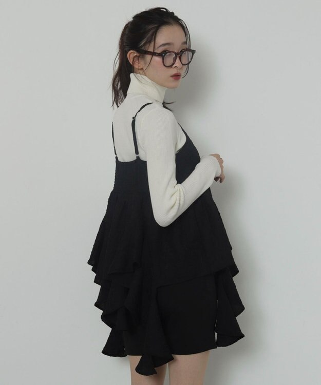 WEGO イレヘムフリルキャミワンピース ブラック