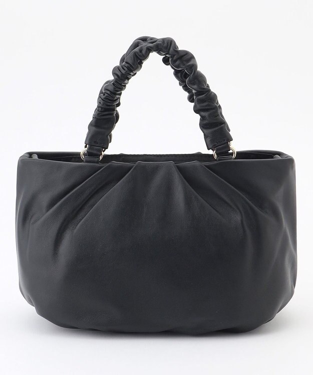 LA BAGAGERIE シープレザー ギャザーハンドル2wayラウンドトートバッグ ブラック