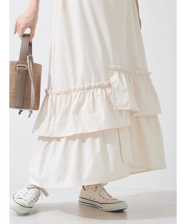 earth music&ecology ドロストティアードキャミワンピース Ivory