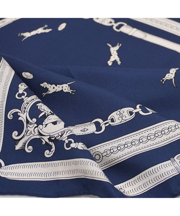 Marca 【Marcaオリジナル】ドッグ 小判 シルクツイル スカーフ ネイビー