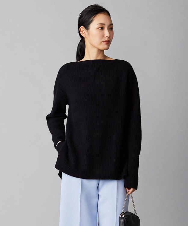 ICB 【WEB限定カラーあり】ウールカシミヤ ボートネックニット ブラック系