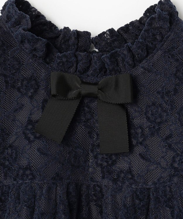 組曲 KIDS 【150-160㎝】スノウレースワンピース ネイビー